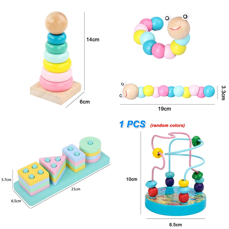 Crianças quentes montessori brinquedos de madeira macaron blocos aprendizagem brinquedo bebê música chocalhos gráfico colorido blocos de madeira brinquedo educativo