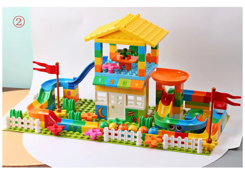 153PCS Big Particle Roof Blocks Compatible City House Big Size Slide Building Blocks Castle Brick Toys For Children