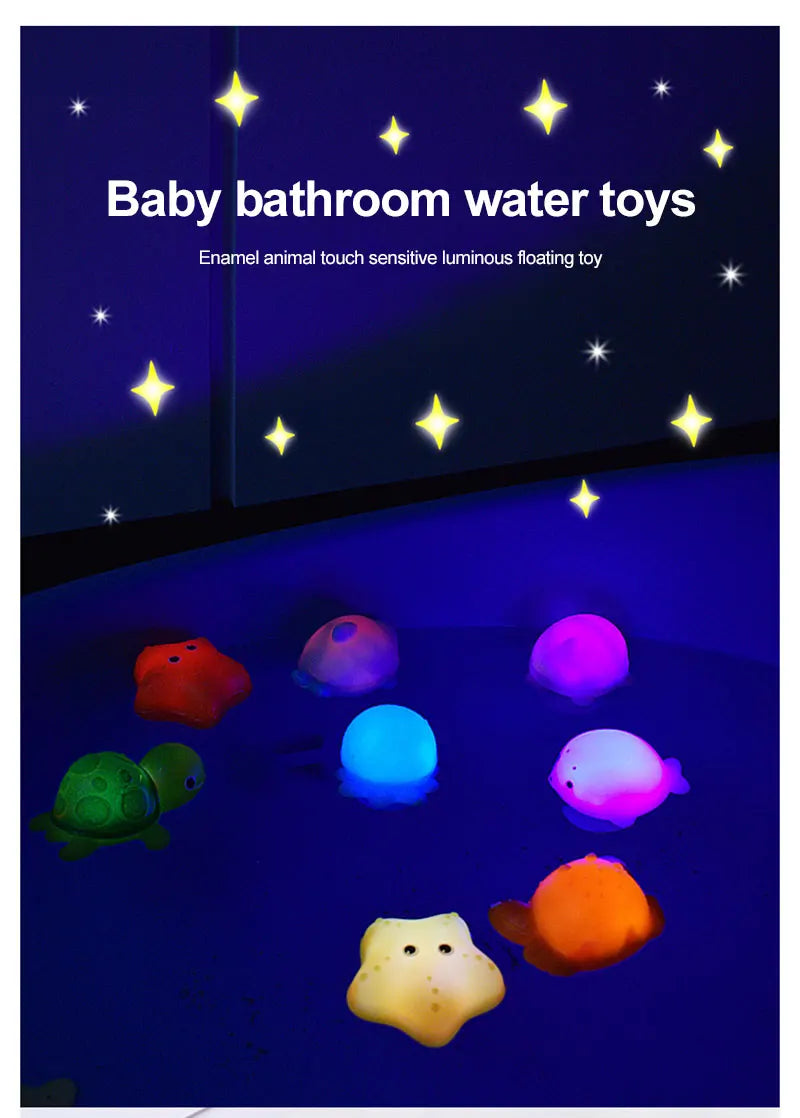 LED Light Up Brinquedos Bebê Animais Bonitos Brinquedo de Banho Natação Água Soft Rubber Float Indução Pato Luminoso para Crianças Brincar Presentes Engraçados