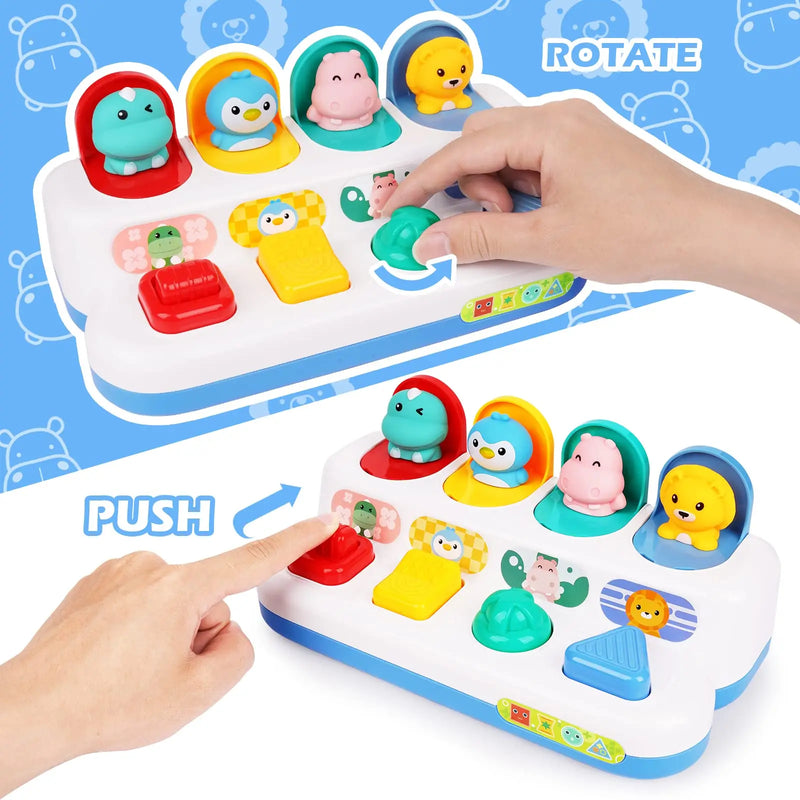 Brinquedo pop-up de atividade interativa para bebês Brinquedo de causa e efeito Jogos de desenvolvimento de bebês Montessori Brinquedos de aprendizagem educacional