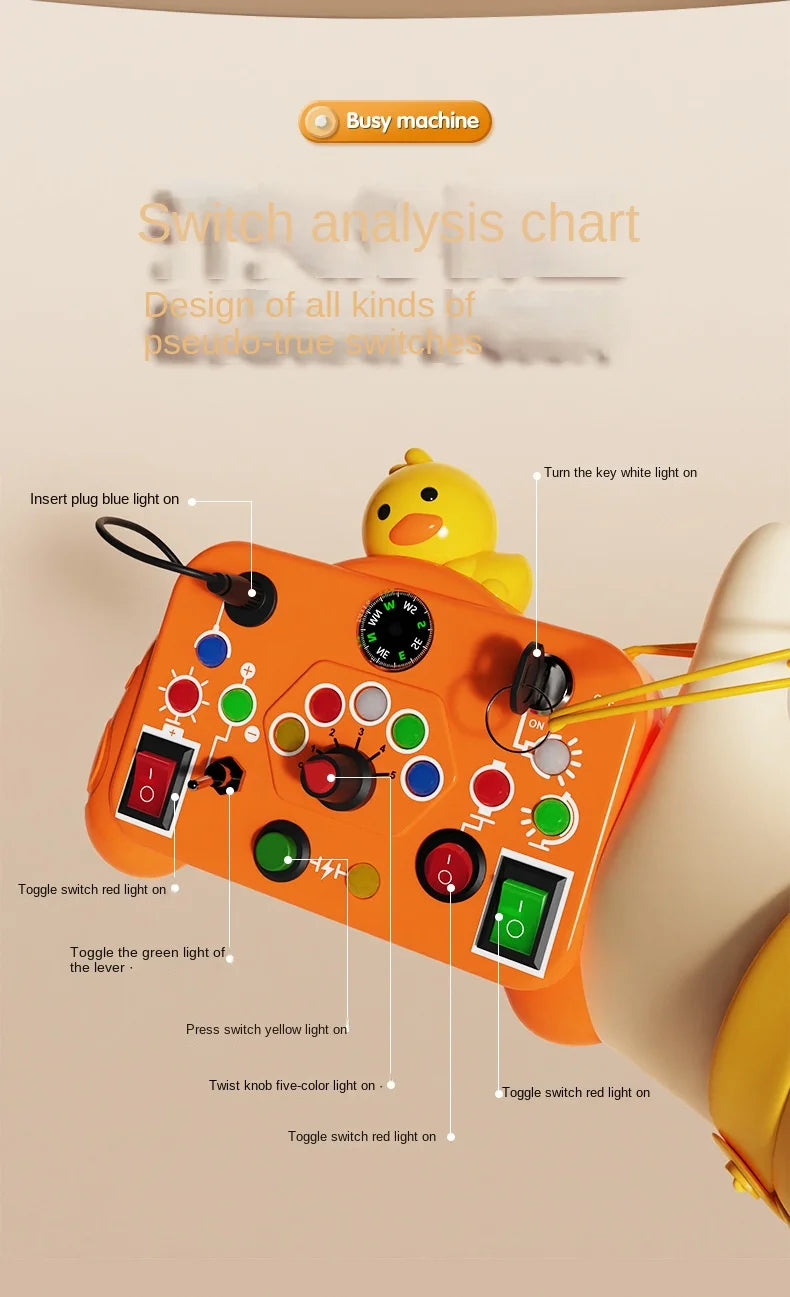 Brinquedos sensoriais Cartoon com placa de controle de interruptor de luz LED Jogo infantil de atividades de viagem para crianças de 2 a 4 anos