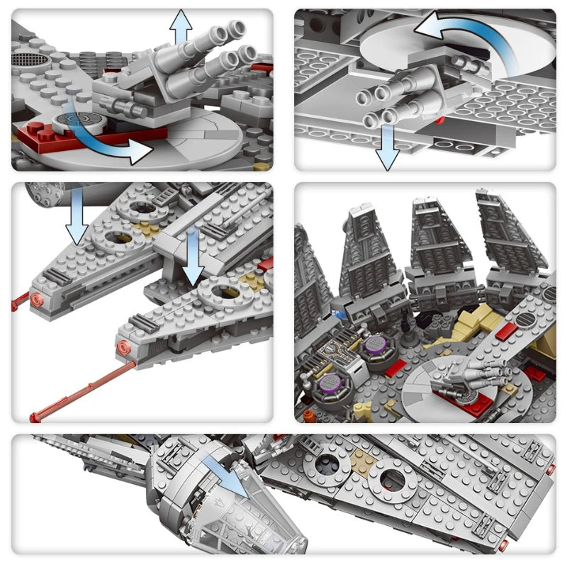 Nova Nave Espacial Tijolos Estrelas Lutador Espaço Para Millennium Set Falcon Ship 75105 Modelo Blocos de Construção Kit Brinquedos Para Crianças