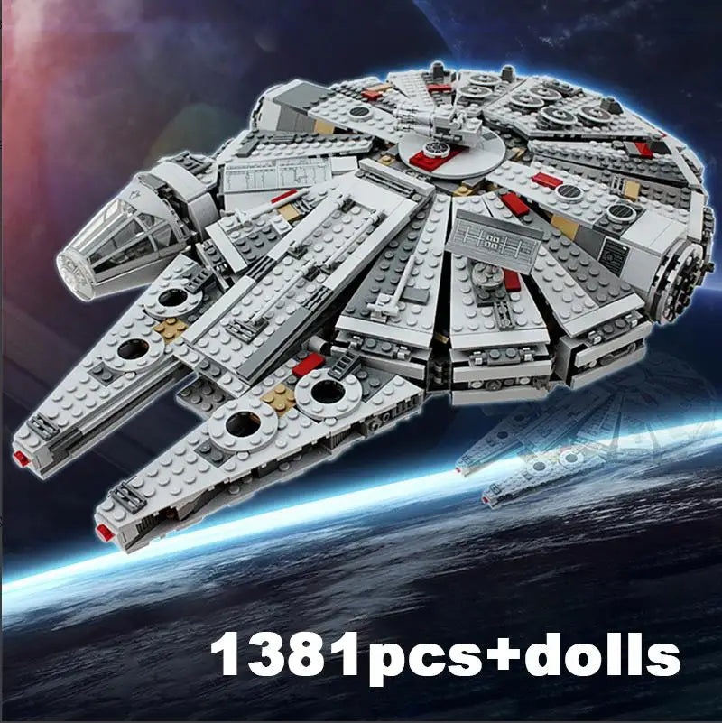 Nova Nave Espacial Tijolos Estrelas Lutador Espaço Para Millennium Set Falcon Ship 75105 Modelo Blocos de Construção Kit Brinquedos Para Crianças