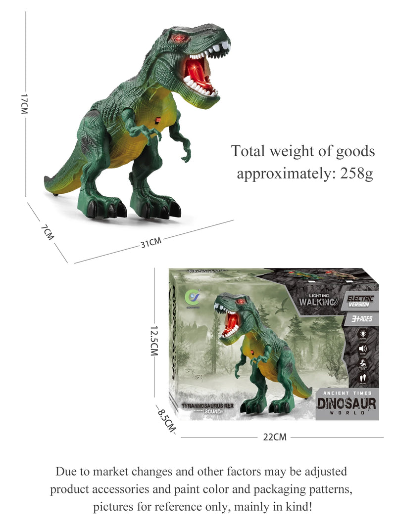 Brinquedos de dinossauro para crianças 3+, modelo de dinossauro audiovisual elétrico robô ambulante eletrônico brinquedo de dinossauro não inclui bateria