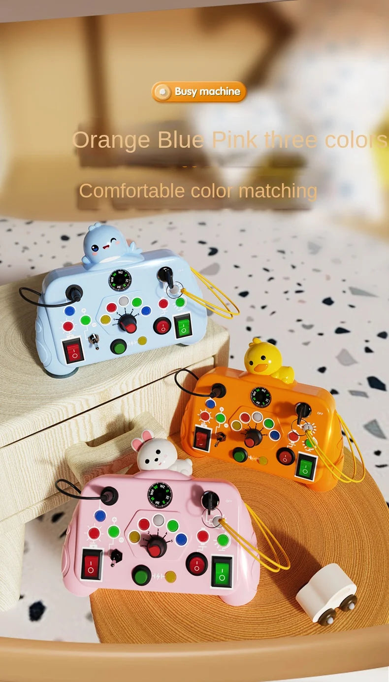 Brinquedos sensoriais Cartoon com placa de controle de interruptor de luz LED Jogo infantil de atividades de viagem para crianças de 2 a 4 anos